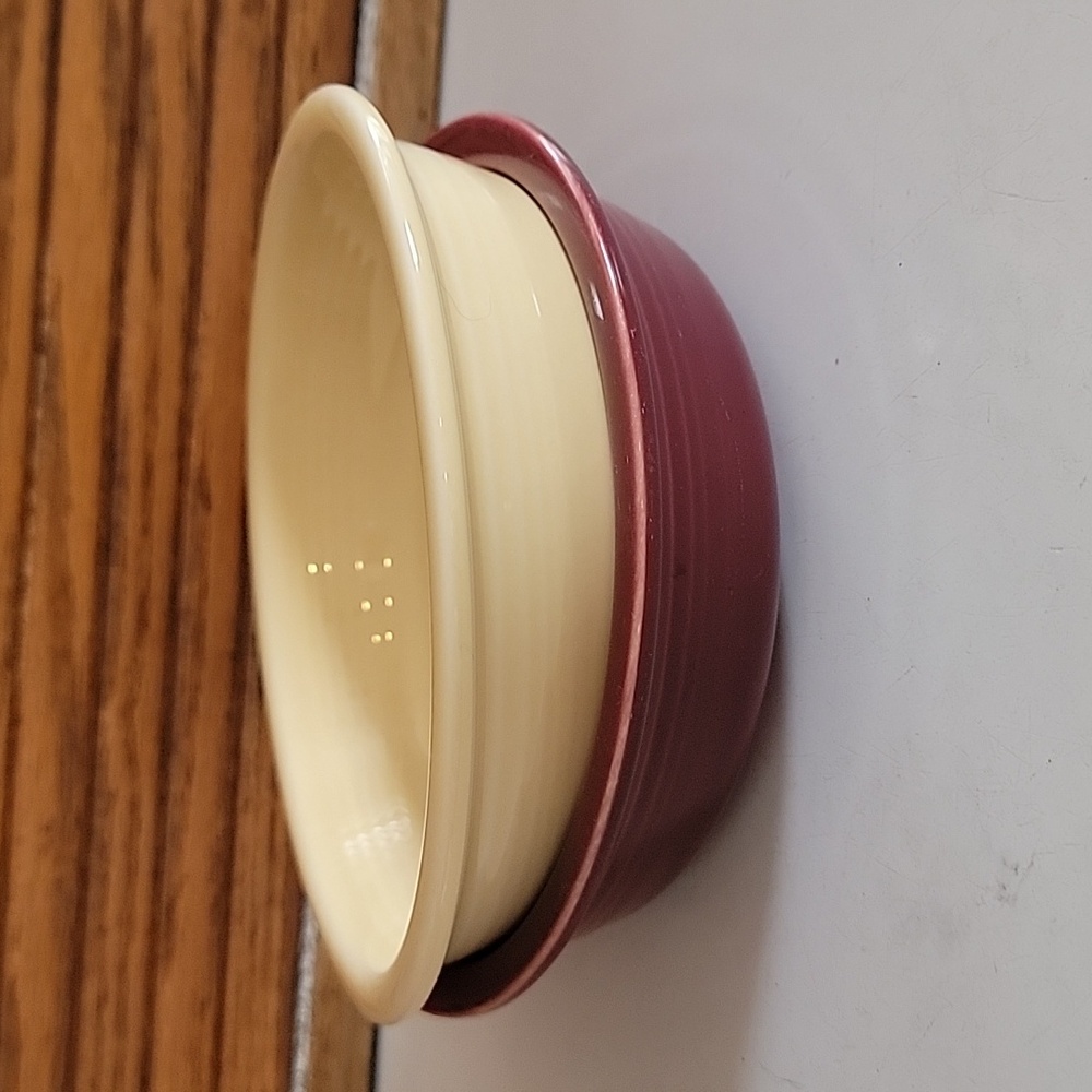 2 Fiesta 7” Bowls burgundy yellow fiestaware pottery